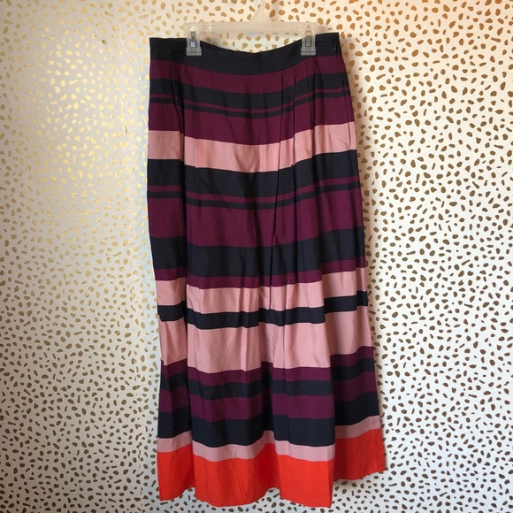 NWT Ann Taylor Pleated Striped Midi Skirt - Picture 3 of 4